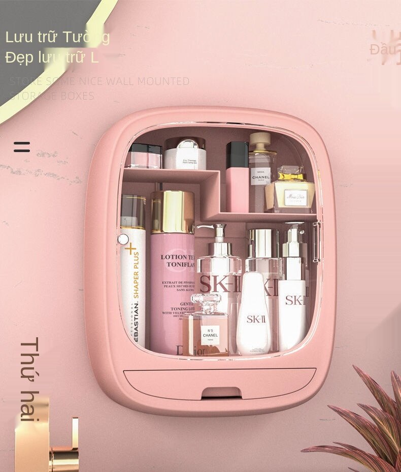Plastic cosmetic Storage Box，WallMounted Free Punch