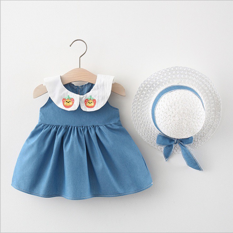 Set Đầm Và Nón Cho Bé Gái