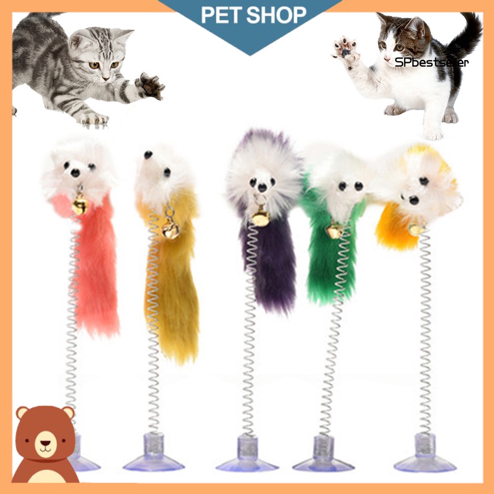 Đồ Chơi Tương Tác Hình Chú Chuột Lò Xo Gắn Lông Vũ Cho Mèo Cưng