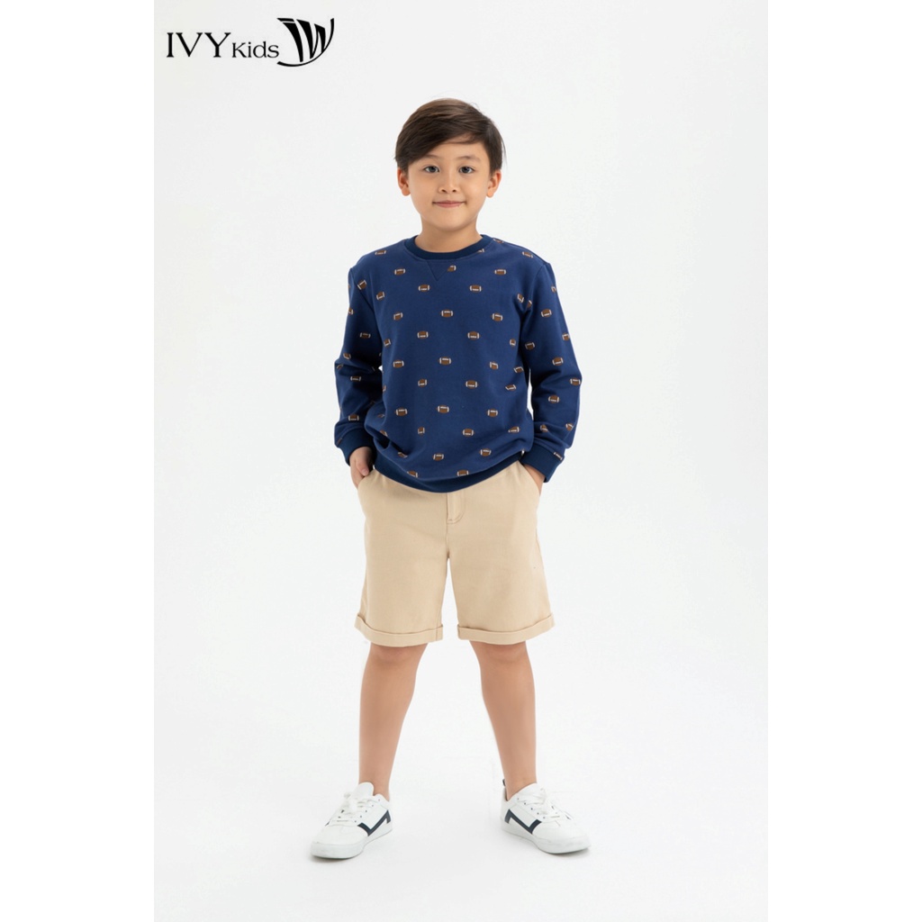 Áo thun họa tiết cổ bo bé trai IVY moda MS 58K1155