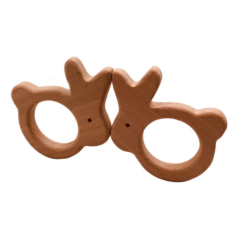 Đồ Chơi Nhai Gặm Bằng Gỗ Sồi Mềm Mại Hình Thỏ Dễ Thương Dành Cho Bé