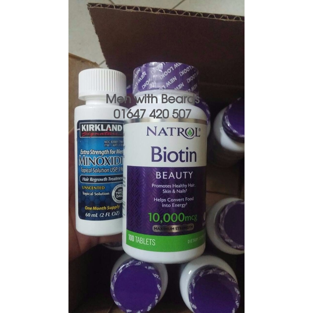 Viên uống hỗ trợ mọc tóc Biotin 10,000mcg - Dùng kèm Minoxidil