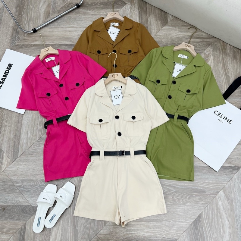 Jumsuit khuy đen kèm đai QP closet