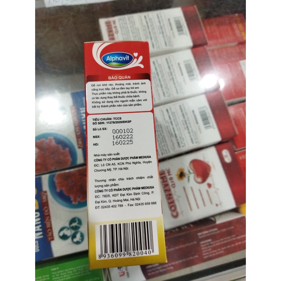 Siro bổ sung sắt acid fonic Alphavit - Ống uống bổ sung sắt cho người thiếu máu - dùng được cho trẻ từ 6 tháng trở lên .