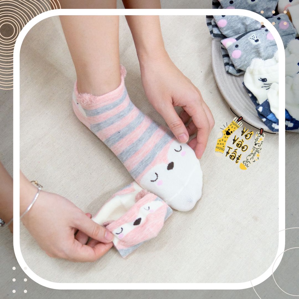 TẤT VỚ NỮ CỔ NGẮN HOẠT HÌNH CÓ TAI CỰC XINH