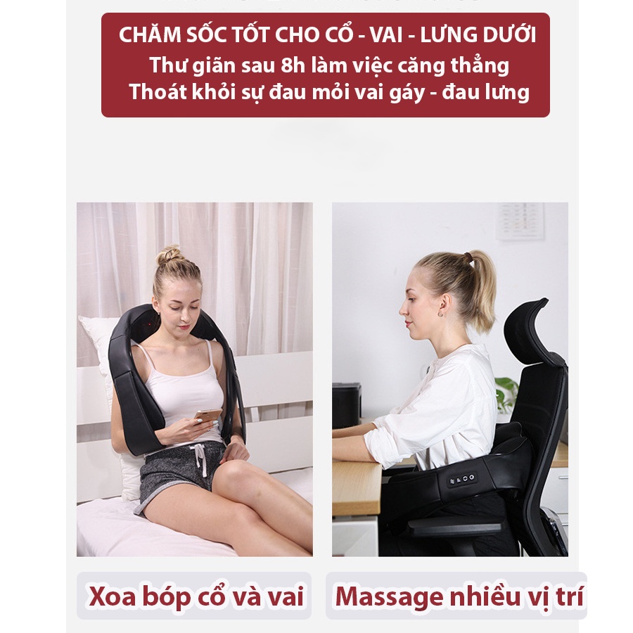 Đai massage toàn thân cao cấp JVJ D10 đa năng hỗ trợ mỏi cổ, vai, gáy - Bảo Hành chính hàng 12 Tháng