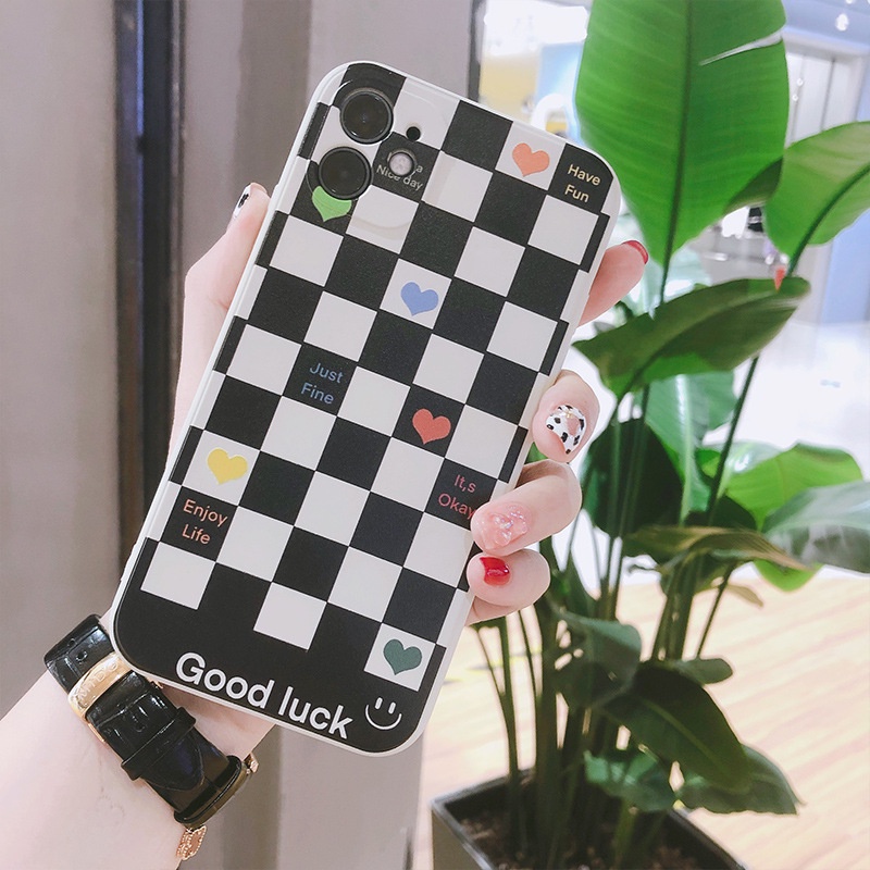 Ốp điện thoại iphone 14promax/13/12pro ốp good luck caro mới lạ viền vuông cho x/xs/xsmax/xr