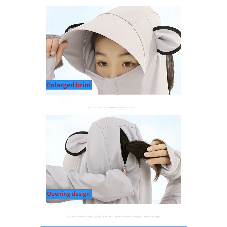 Áo Khoác Chống Nắng Tia UV Siêu Mỏng Thoáng Khí Có Mũ Trùm Dành Cho Nữ 110-150cm