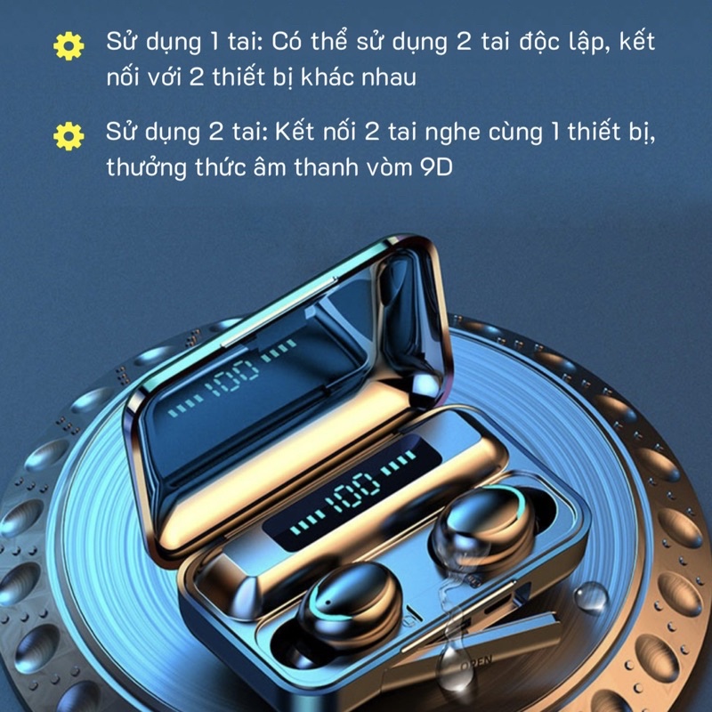 Tai Nghe Bluetooth Gaming F9 PRO TWS Bluetooth 5.0 Bản Quốc Tế Cảm Ứng Chống Nước Tích Hợp Sạc Dự Phòn Dung Lượng Lớn