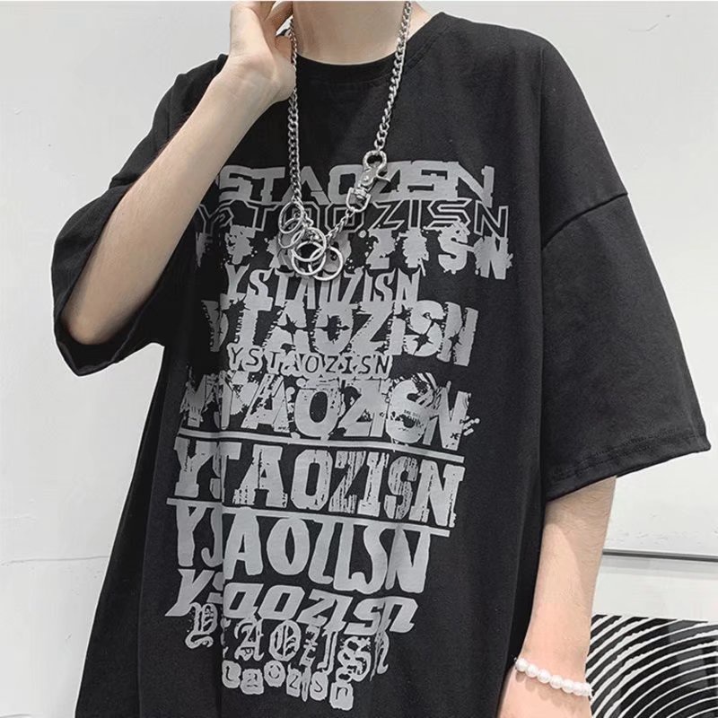 Áo Thun Tay Ngắn Dáng Rộng In Họa Tiết Phong Cách Hip Hop Hàn Quốc Thời Trang Mùa Hè Cho Nam