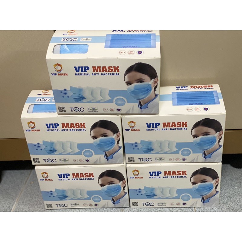 Khẩu trang y tế quai vải VIP MASK màu xanh