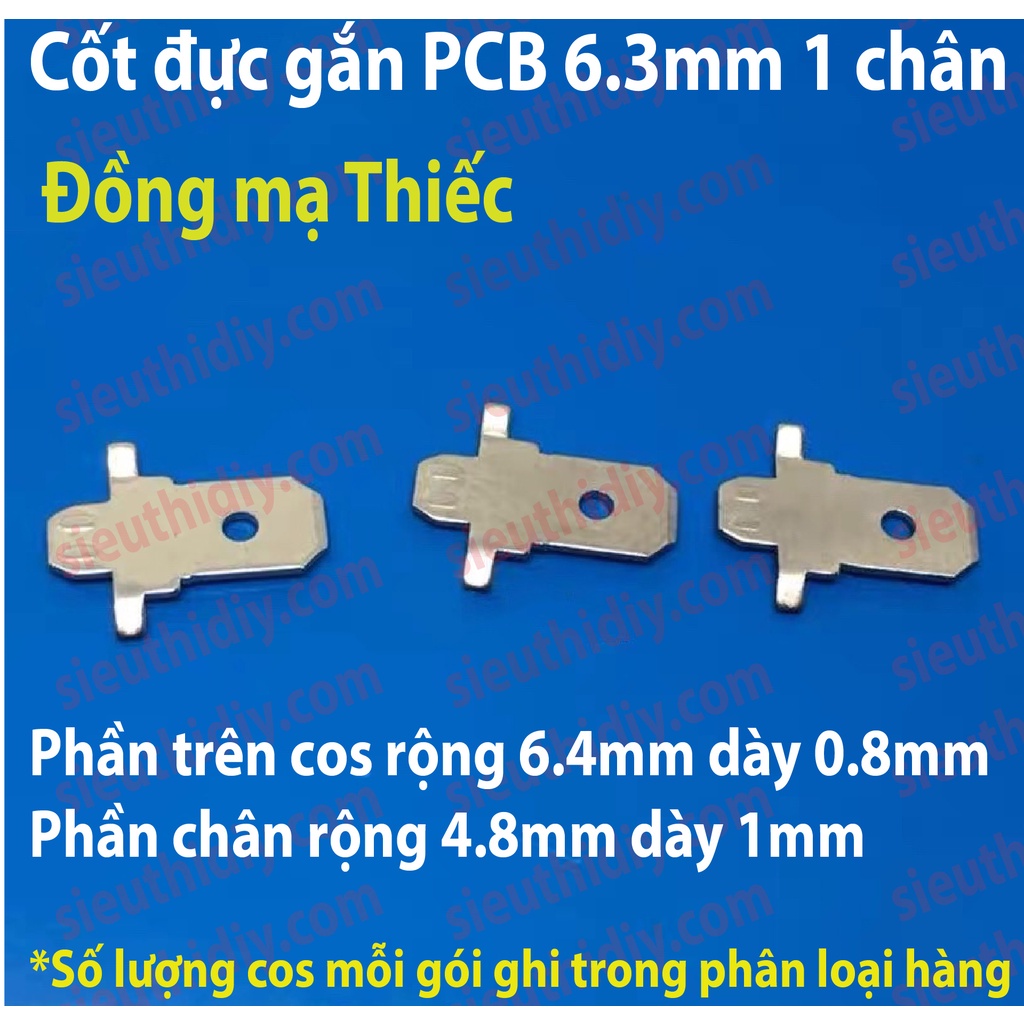 Cốt đực PCB 2.8-4.8-6.3mm đồng 0.5-0.8mm gắn mạch PCB (gói)