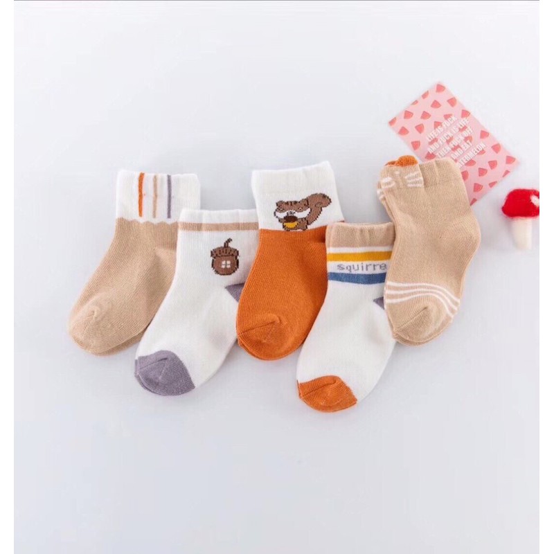Set 5 đôi tất len, vớ len cao cổ bé trai bé gái