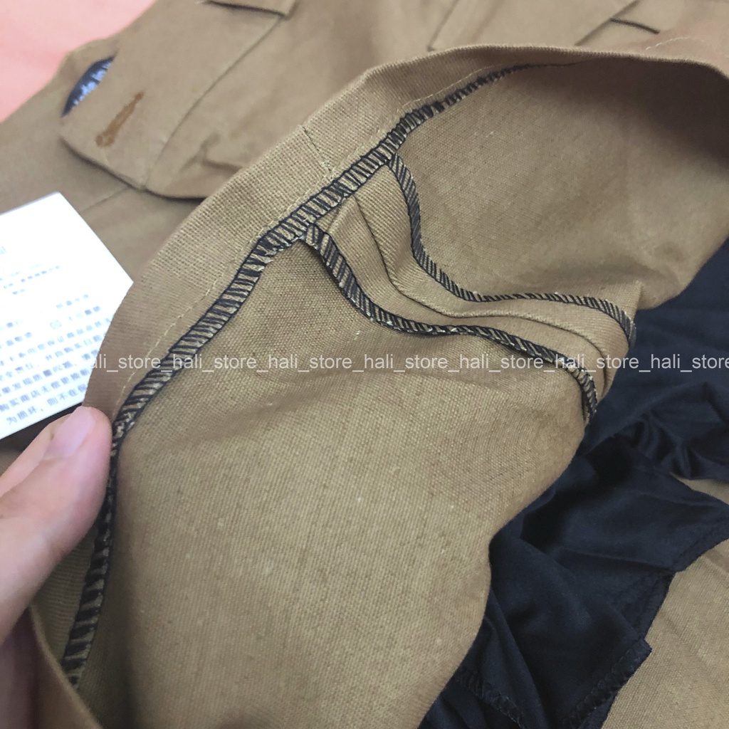 Chân váy kaki cạp cao chữ A túi hộp, chân váy ngắn, mã CV02, màu nâu