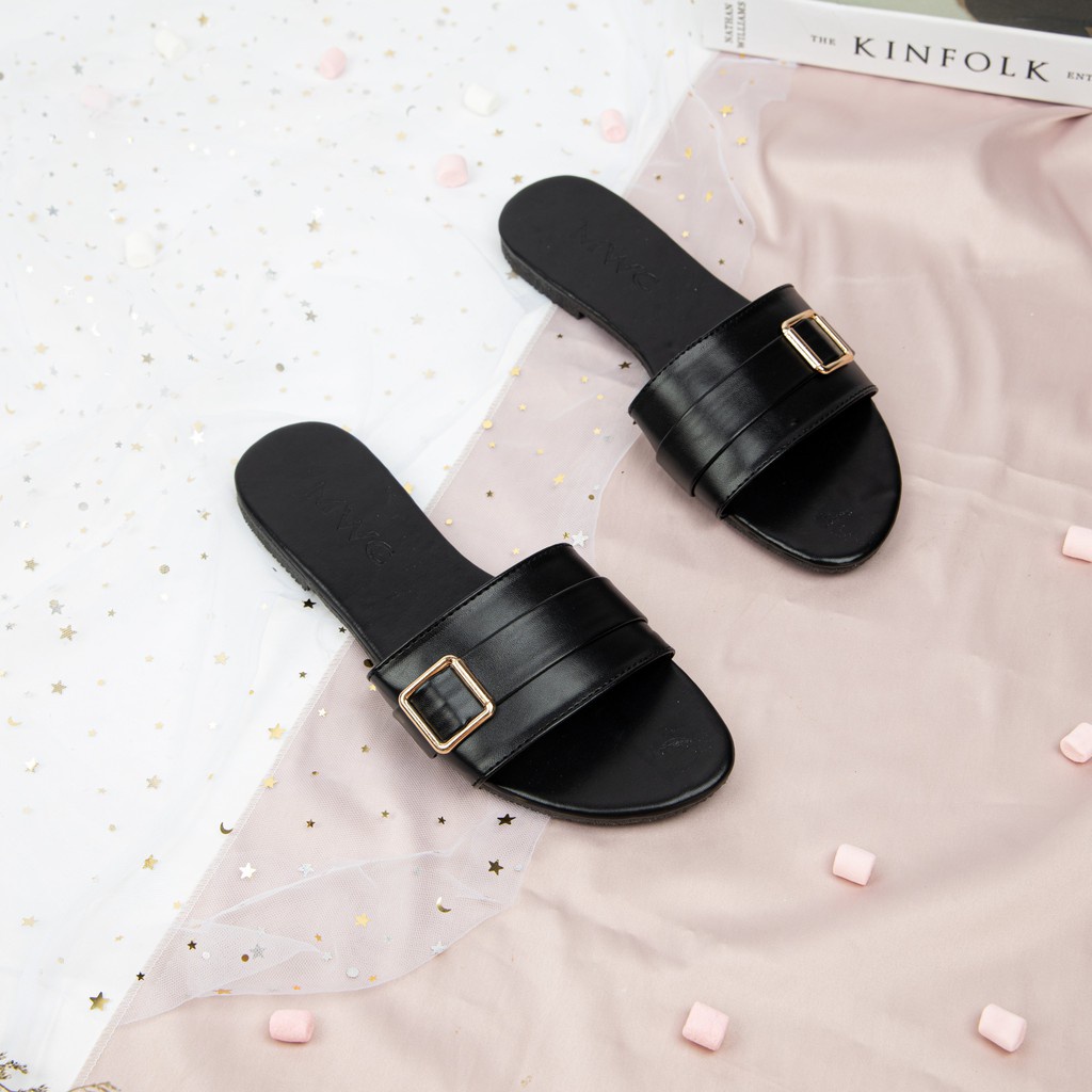 Dép Nữ MWC 3435 - Dép Quai Ngang Đế Bệt Khóa Siêu Hot