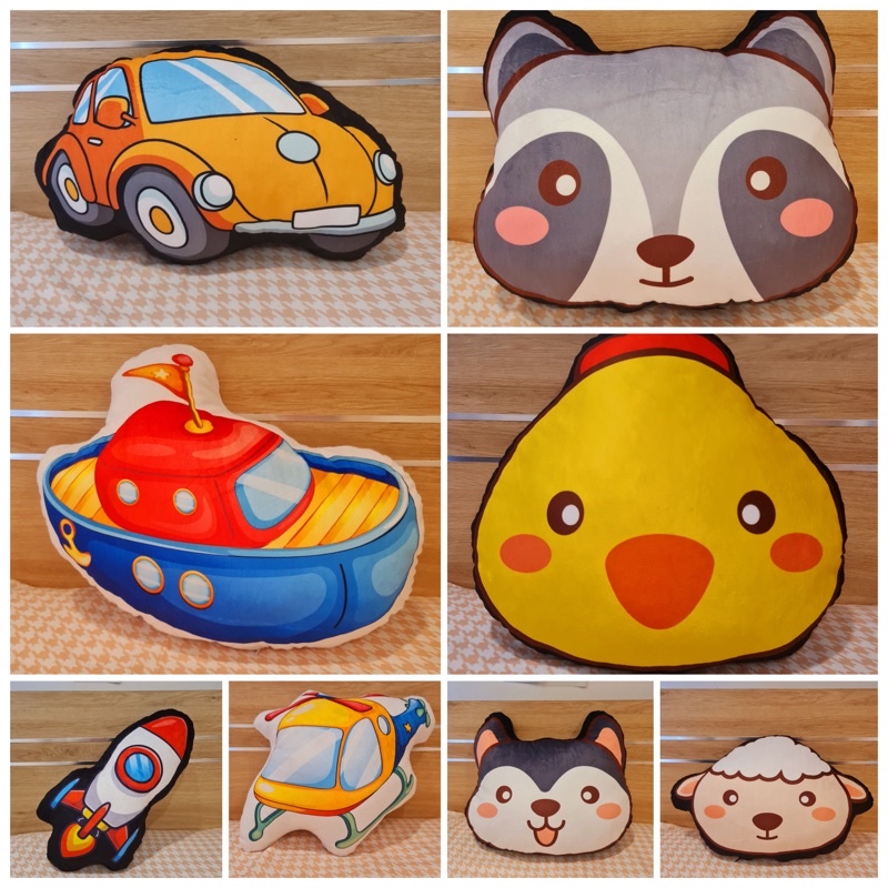 Gối nhồi bông thú gà chó cừu dễ thương và các phương tiện giao thông oto trực thăng chất liệu nhung mềm