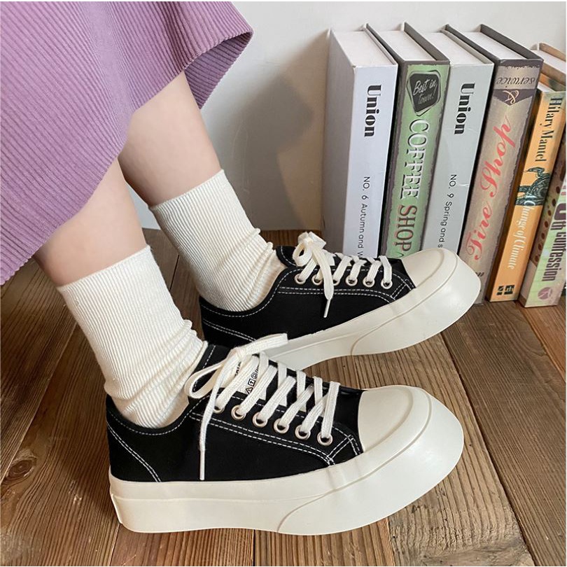 GIÀY NỮ  GIÀY NỮ THỂ THAO Phong Cách Hàn Quốc/Giày Nữ Sneaker CV Hình Ngôi Sao Màu Đen