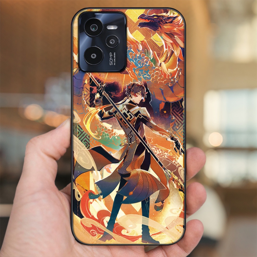Ốp lưng Realme C35 viền đen in hình Zhongli Genshin Impact