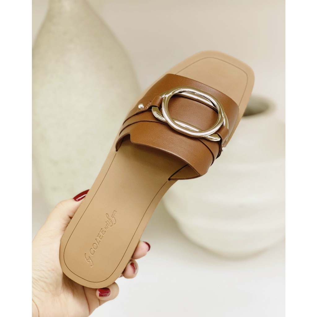 Dép nữ quai ngang, dép lê Colee phối khóa cao cấp GUUEM GCL114