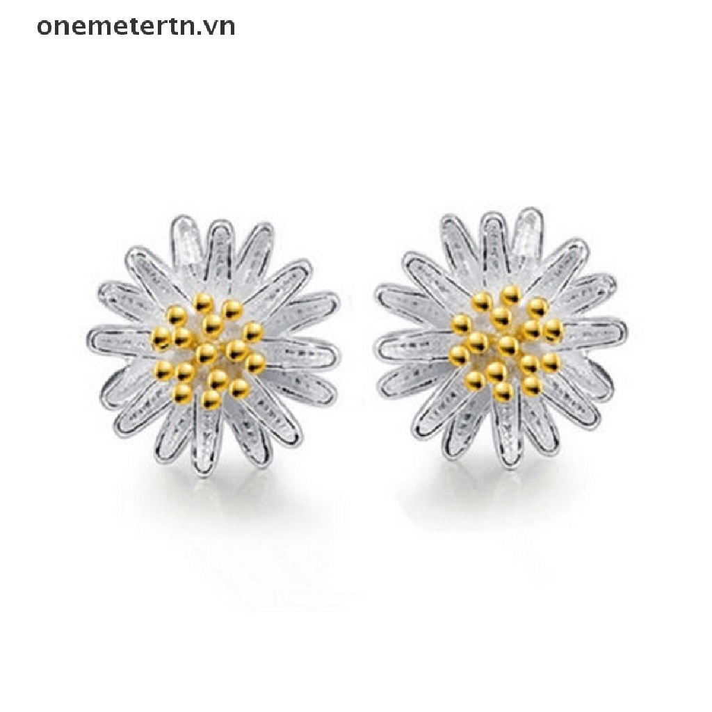 onemetertn  Fashion Jewelry 925 Sterling Silver Chrysanthemum Daisy Shape Ear Stud Earrings  VN