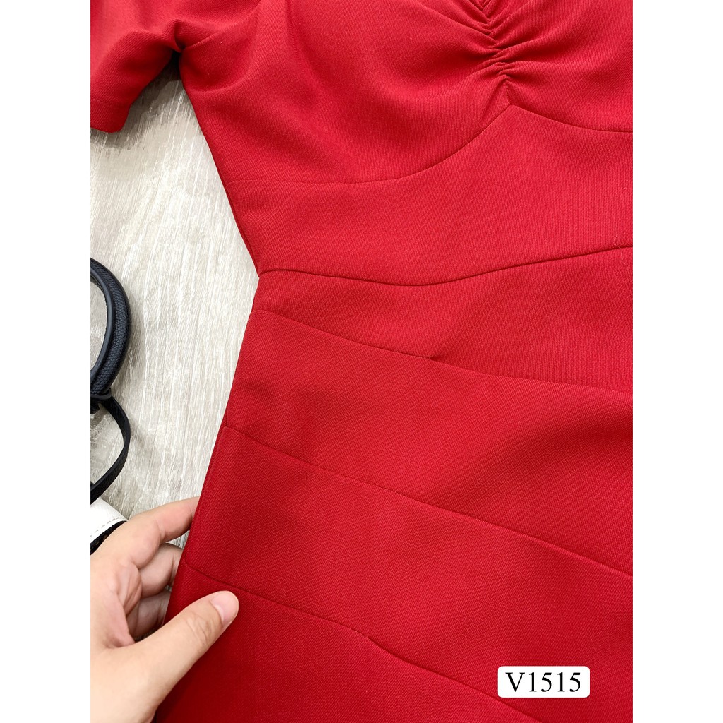 Váy đỏ ngắn tay V1515 - Đẹp Shop DVC (Kèm ảnh thật trải sàn do shop tự chụp) | BigBuy360 - bigbuy360.vn