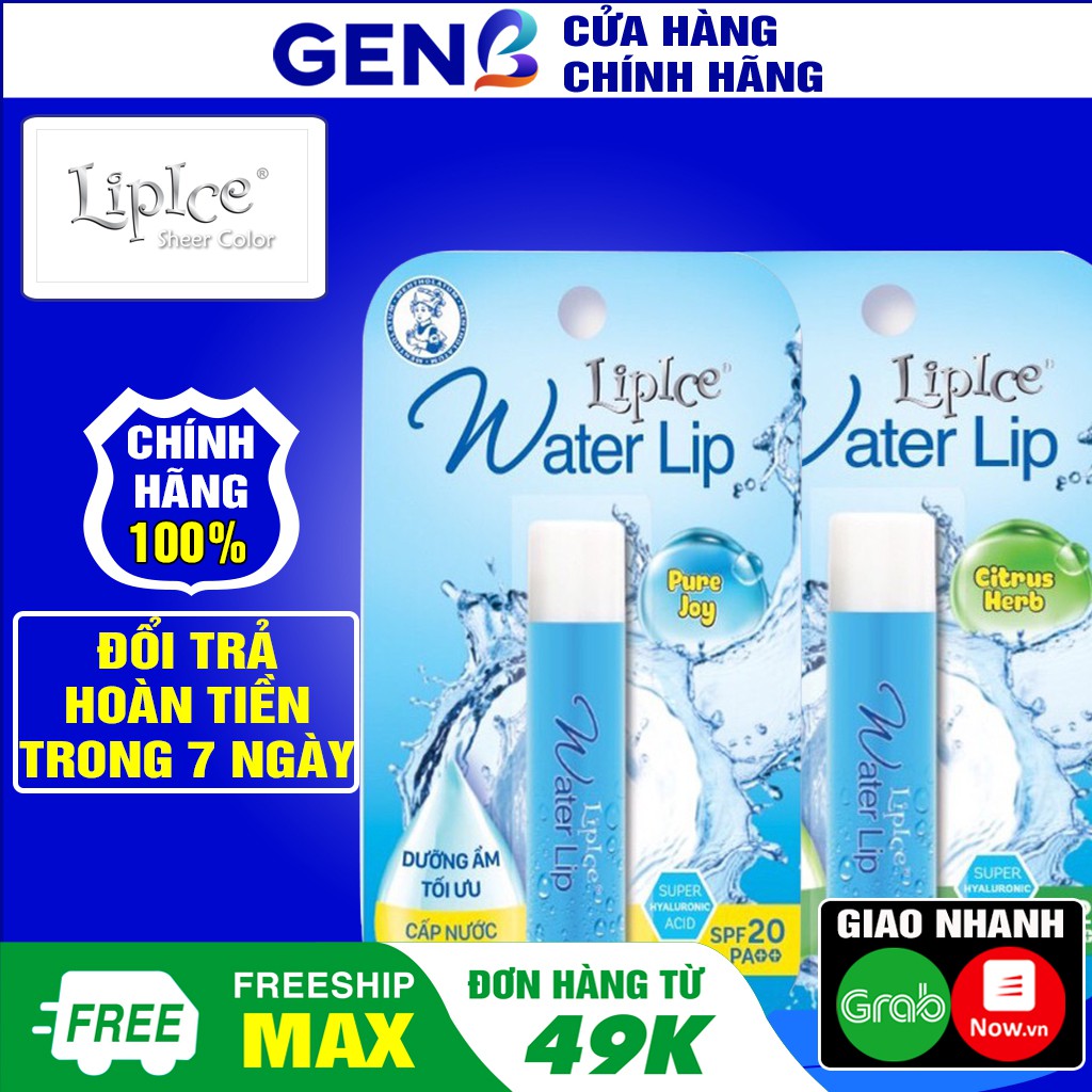 Son Dưỡng Môi Lipice Water Lip Không Màu CHÍNH HÃNG Không Mùi / Thảo Mộc Dưỡng Ẩm Lót Trang Điểm ROHTO NHẬT Mỹ Phẩm GENB