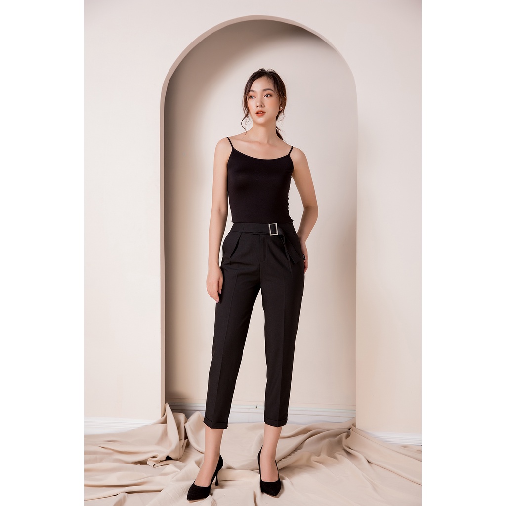 Quần Baggy Nữ Cạp Cao Thiết Kế Đai Lưng Phong Cách LUPERI LFQD280, Chất Đũi Xước Hàn Quốc Cao Cấp