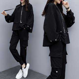 Set Áo Hoodie Tay Dài Kèm Quần Jogger Túi Hộp Đính Cúc - VIET_STAR
