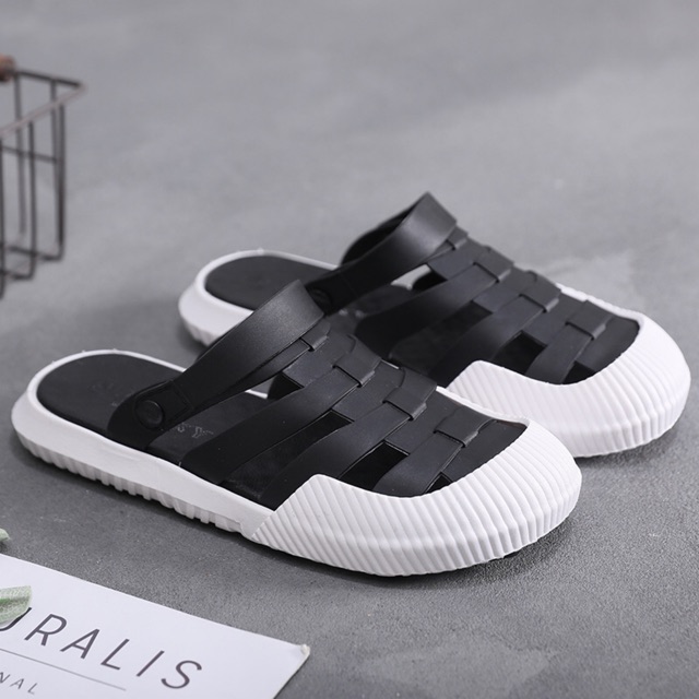 Giày dép sandals nam bít đầu cao su dẻo PVC cao cấp, size 40-45 - Lucky Girl shop