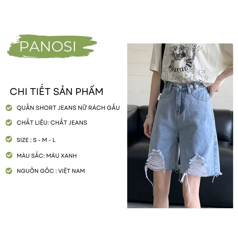 Quần short jeans nữ, quần nố nữ màu xanh sáng kiểu rách gấu thời trang - PANOSI - Mã Q264