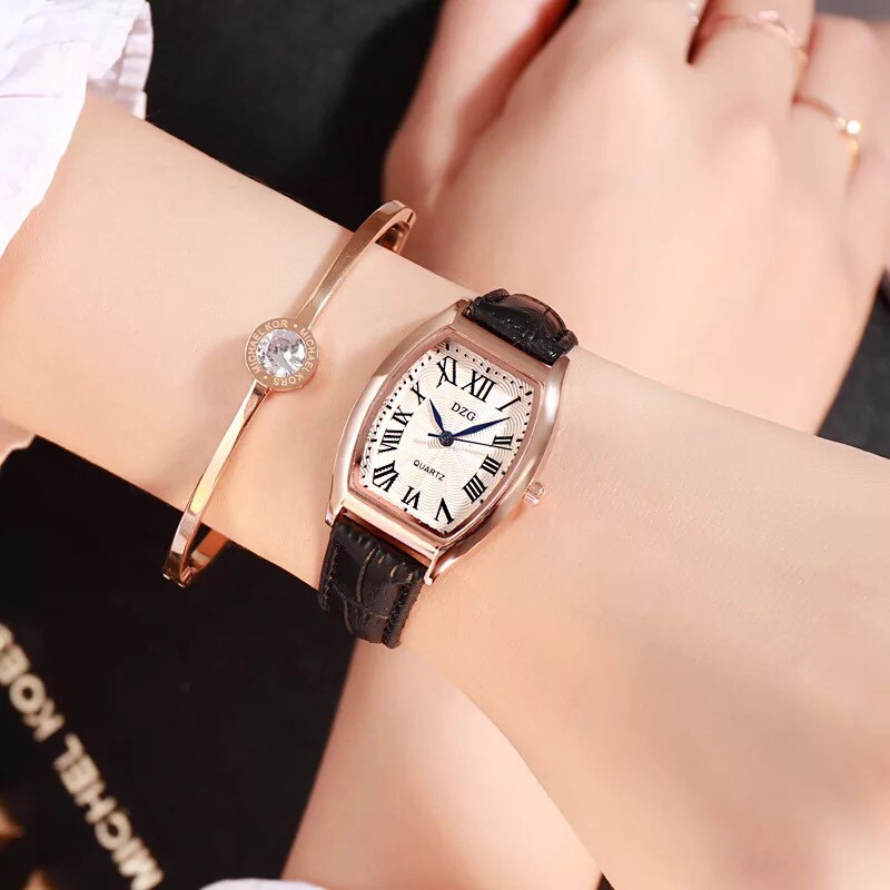 ( Giá Sỉ ) Đồng hồ thời trang nữ DZG mặt vuông dây da CSC547 | BigBuy360 - bigbuy360.vn
