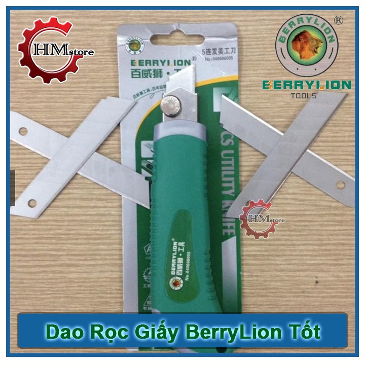 Dao rọc giấy Berrylion 5 Lưỡi - 3 Lưỡi Dao rọc chứa lưỡi đi kèm