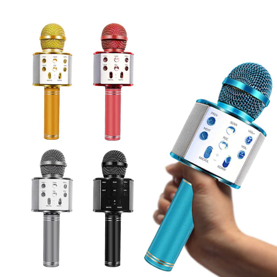 🎤 micro karaoke bluetooth WS - 858, WS858 nghe FM, kiêm sạc dự phòng, khe cắm thẻ nhớ, giao màu ngẫu nhiên 🎤