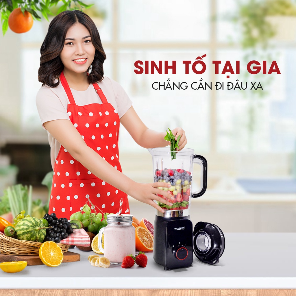 Máy xay sinh tố đa năng Masuto say thịt siêu nhuyễn vắt cam nhanh chóng dễ vệ sinh