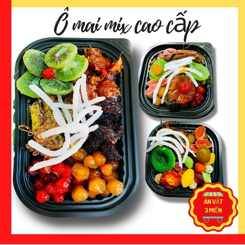 Ô Mai mix các loại đặc biệt, Ô Mai mix 18 vị xí muội, kiwi, mận dẻo, mơ xí muội, me gừng.... hộp 300g và 500g