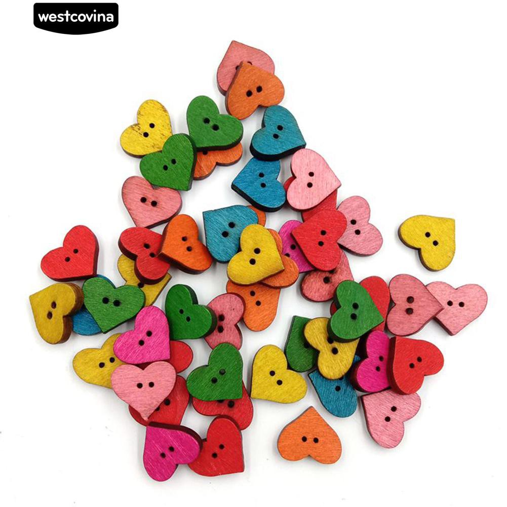 Set 100 Nút Gỗ 2 Lỗ Nhiều Màu Chuyên Dụng Cho Thợ May Vá