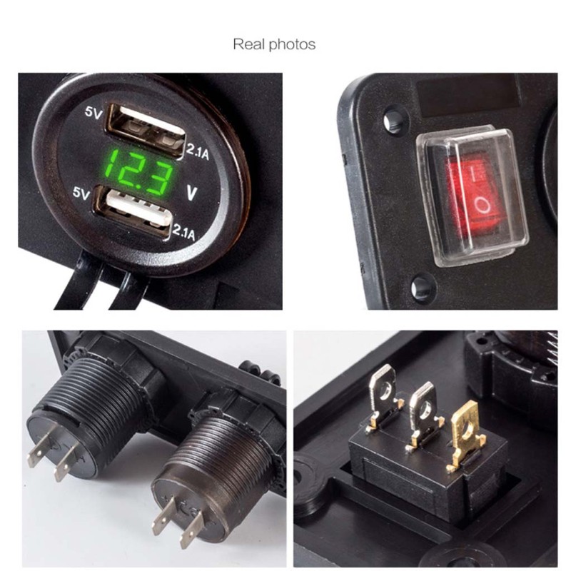 Vôn Kế 2 Cổng Usb 12v 24v Cho Xe Hơi / Tàu Thuyền