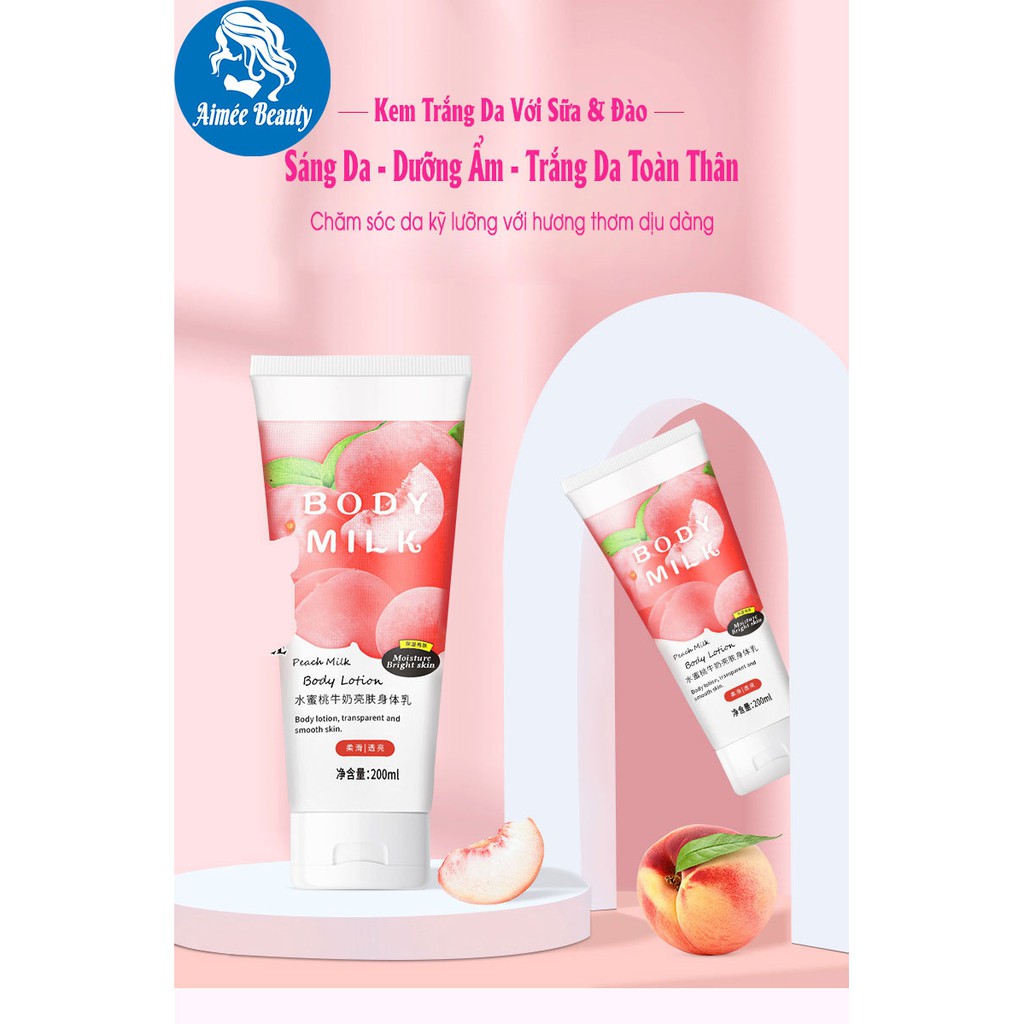 [Chính Hãng] FUSHITING Sữa Dưỡng Thể Lotion Chiết Xuất Đào Dưỡng Da Body Làm Trắng Tri Thâm Cấp ẩm Chống Năng 200ml