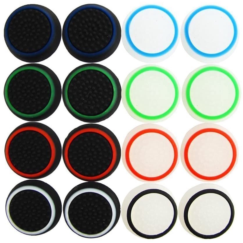 8 cặp / 16 PCS Bộ điều khiển tương tự silicon thay thế Cần điều khiển Gậy phát sáng Ngón tay cái Grips Caps Cover cho PS5 PS4 PS3 PS2 Xbox One / 360 Game Controller