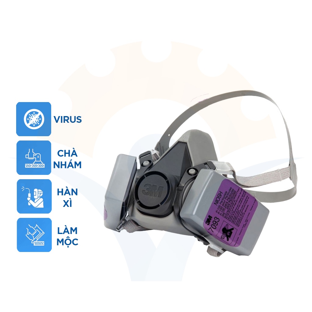 Mặt nạ phòng độc 3M 6200-7093-P100-N95 lọc bụi mịn, bảo vệ hô hấp - Thinksafe