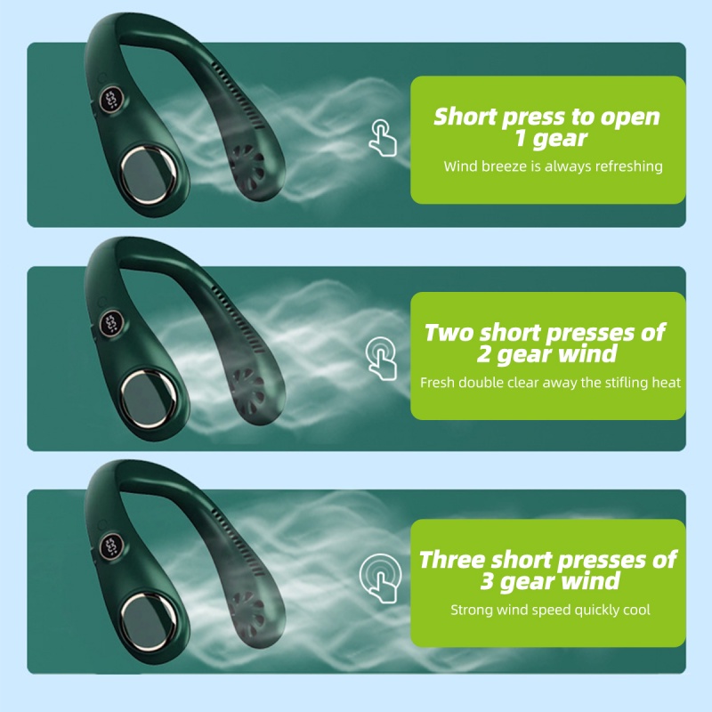 Quạt điện đeo cổ HdoorLink nhỏ gọn phong cách thể thao không cánh yên tĩnh mini kèm sạc USB