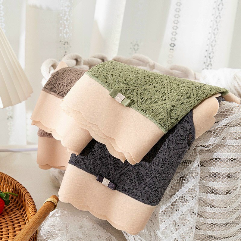 Quần Lót Nữ Ren mịn viền sóng chât su điệu đà cạp cao mẫu A66