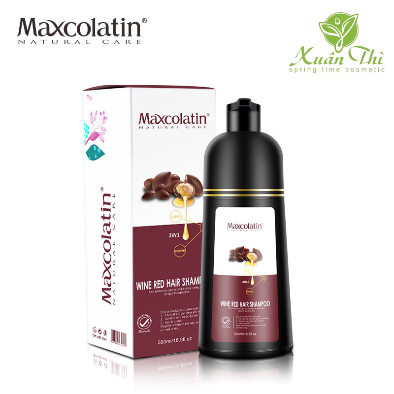 [MỚI] Dầu gội nhuộm đỏ vang MAXCOLATIN 500ml không cần pha trộn, lên 3 tông màu tùy thời gian gội, giữ màu lâu