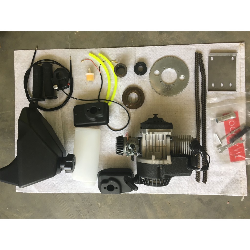 BỘ CHẾ XE ĐỘNG CƠ XĂNG 50CC CHẾ KHUNG SƯỜN XE ĐẠP