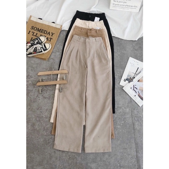 Quần Culottes , Quần Ống Rộng Kaki Nhung - Nhím Xù Shop