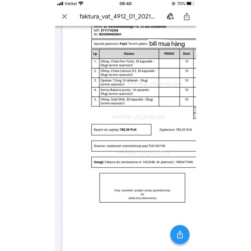 Sản phẩm Gold Dha cho bà bầu và phụ nữ sau sinh 30v hàng balan