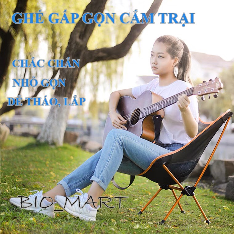 Ghế tựa gấp gọn du lịch, cắm trại, dã ngoại tiện lợi, nhỏ gọn, dễ tháp lắp