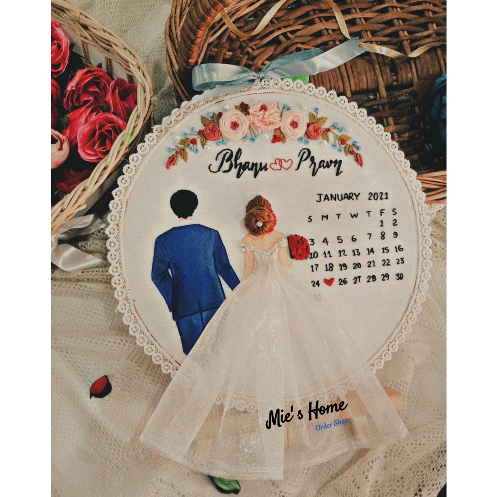 KIT thêu tay kỉ niệm ngày cưới Vintage DIY tự làm thay thiệp Chúc Mừng handmade trang trí quà tặng - MIE Handmade Shop