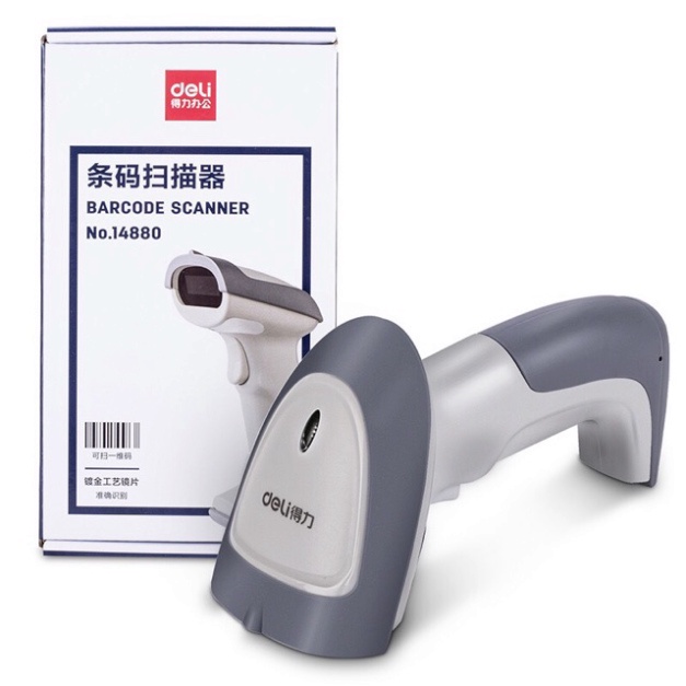 Ivn070 Máy quét mã vạch không dây Deli 14881 và máy quét đa năng QR code 14952