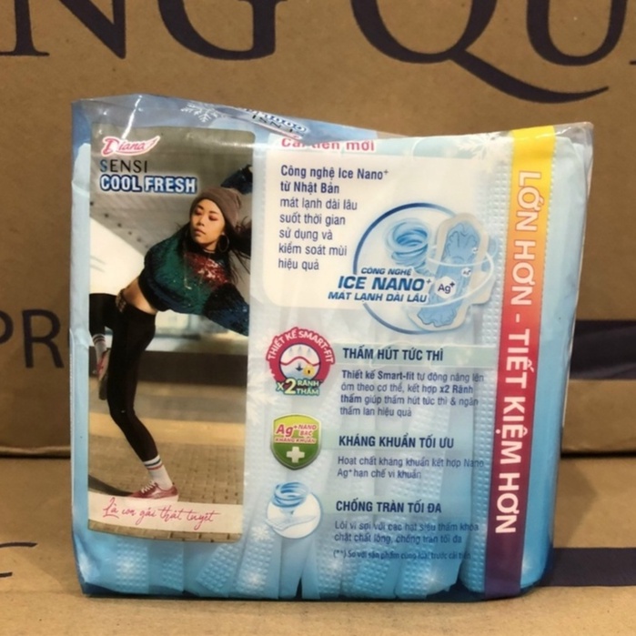 Băng vệ sinh Diana Sensi Cool Fresh Mát Lạnh Mặt Bông 23cm Có Cánh